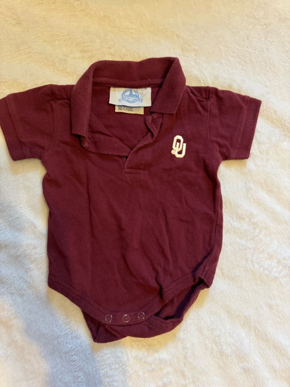 Two Feet Ahead Oklahoma University (OU) Maroon Polo onesie
